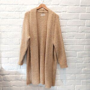 Anthropologie Cardigan Duster Womens XL Beige Chunky Cable Knit Wool Blend Coat,